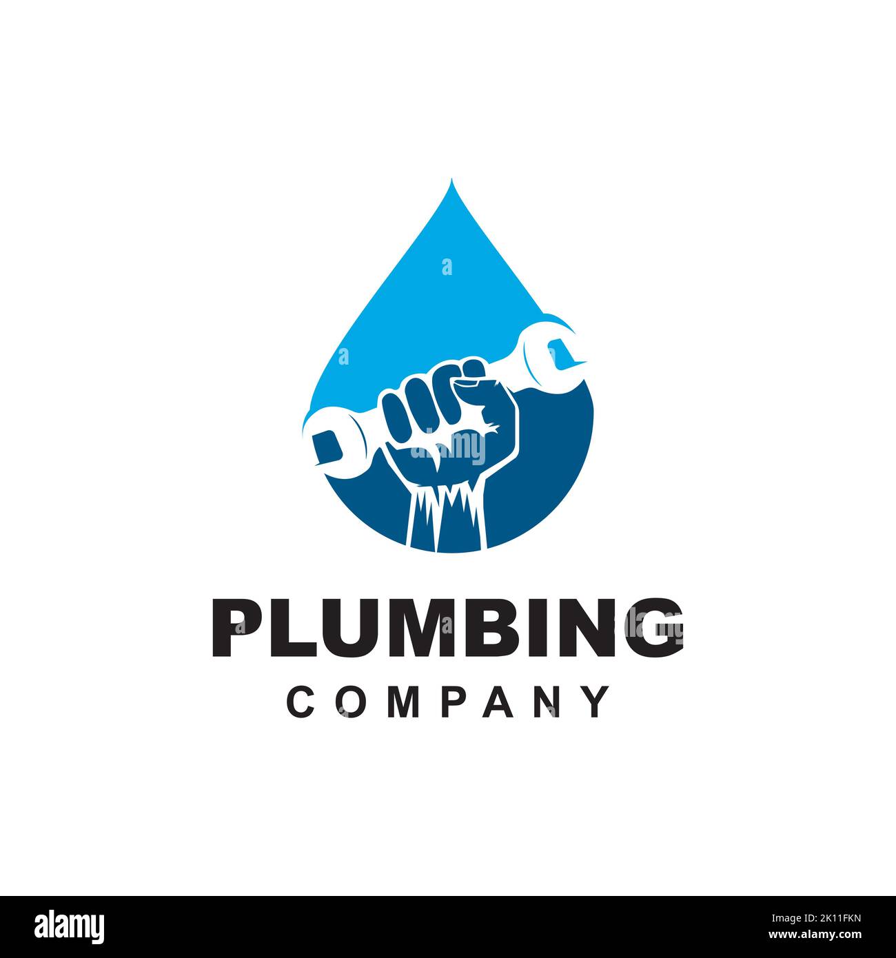Hand and wrench logo design vector template. Plumbing logo company