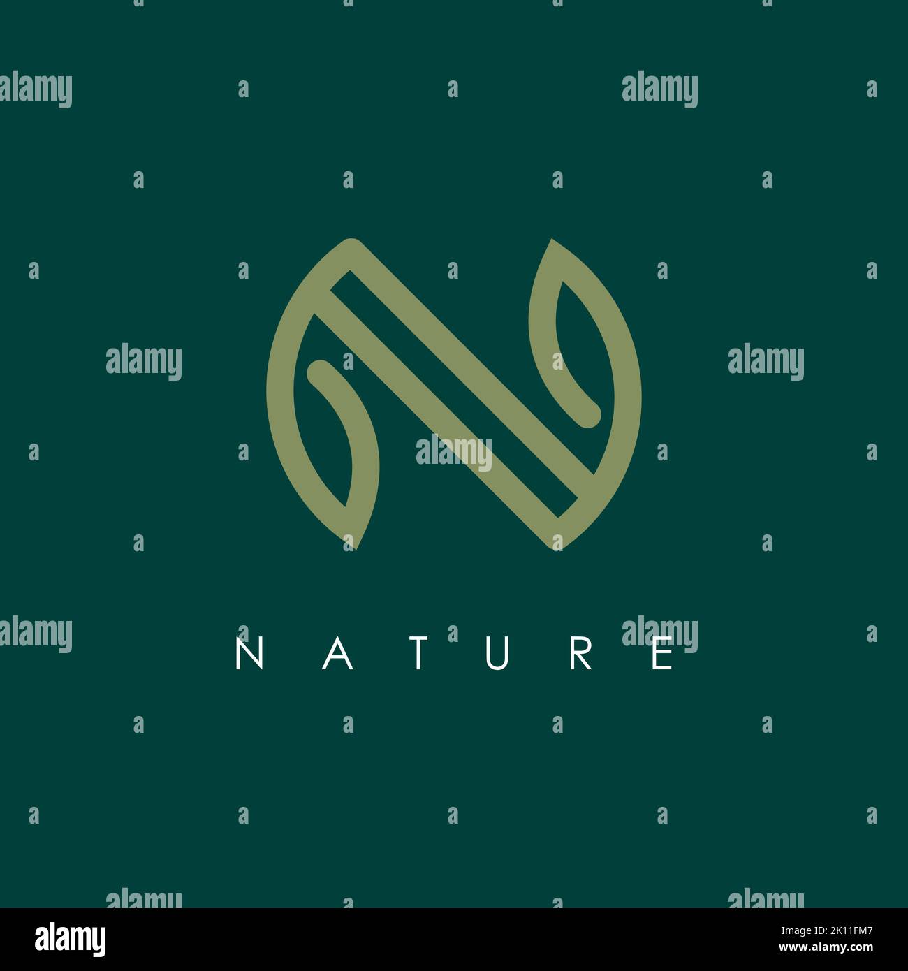 Letter n with leaf logo design vector template creative initial n icon