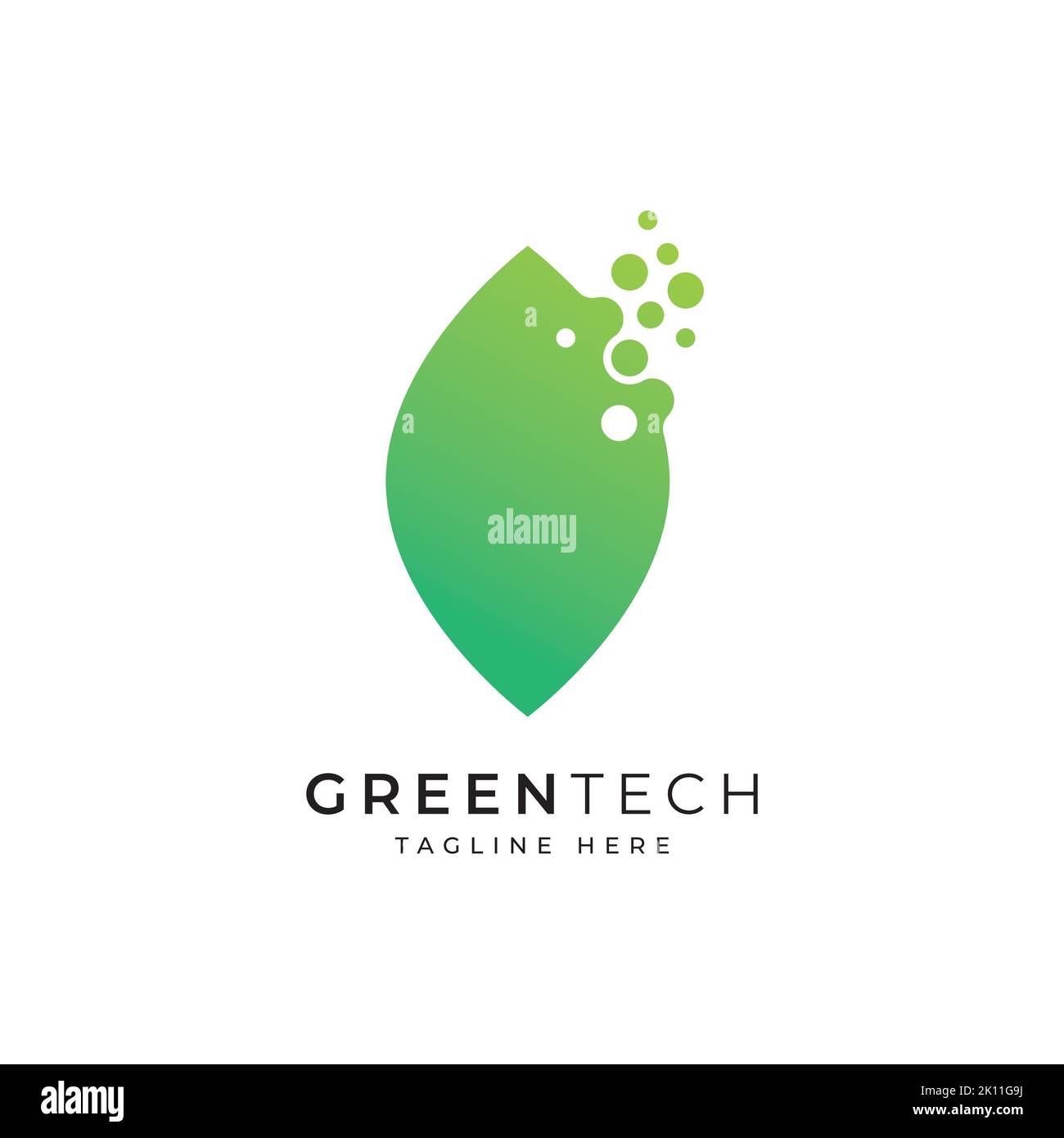 Green leaf technology logo design vector template. Abstract symbol for ...