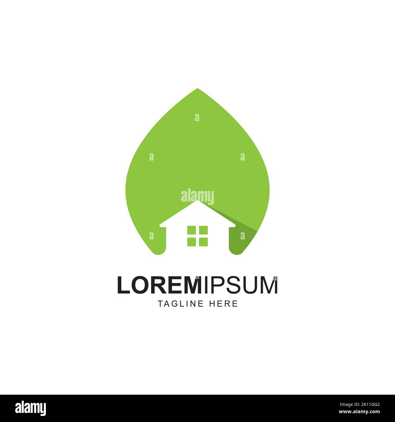 House with leaf symbol logo design. Green house logo design inspiration ...