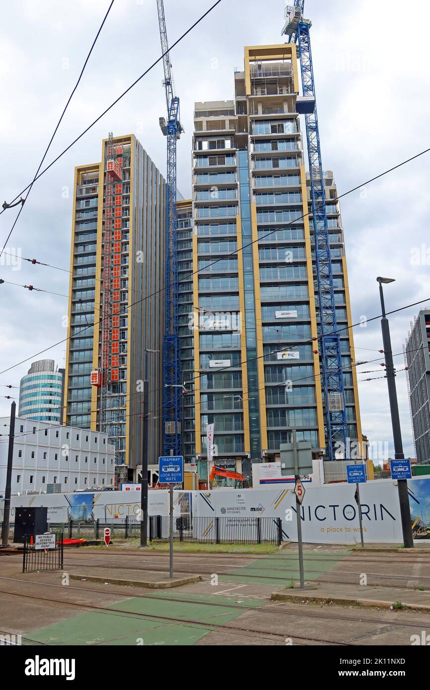 Construction of New Victoria residential community apartments, Manchester, England, UK, M3 1WY - Muse developments Stock Photo