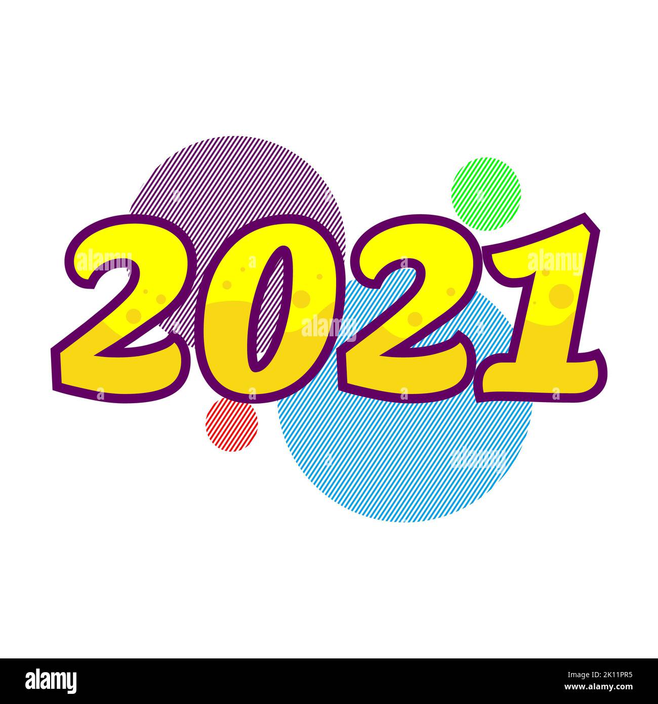 New Year 2021. Happy new year 2021 vector. Number 2021 in the modern concept. 2021 Text. Number 2021 colorful. The year 2021 design vector in white Ba Stock Photo