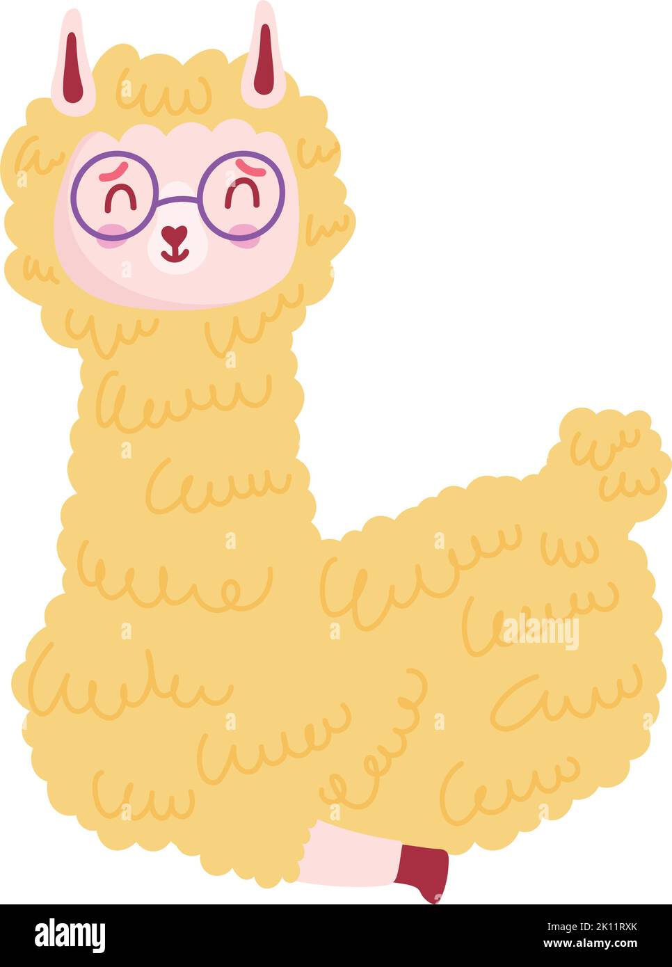 funny llama with glasses Stock Vector