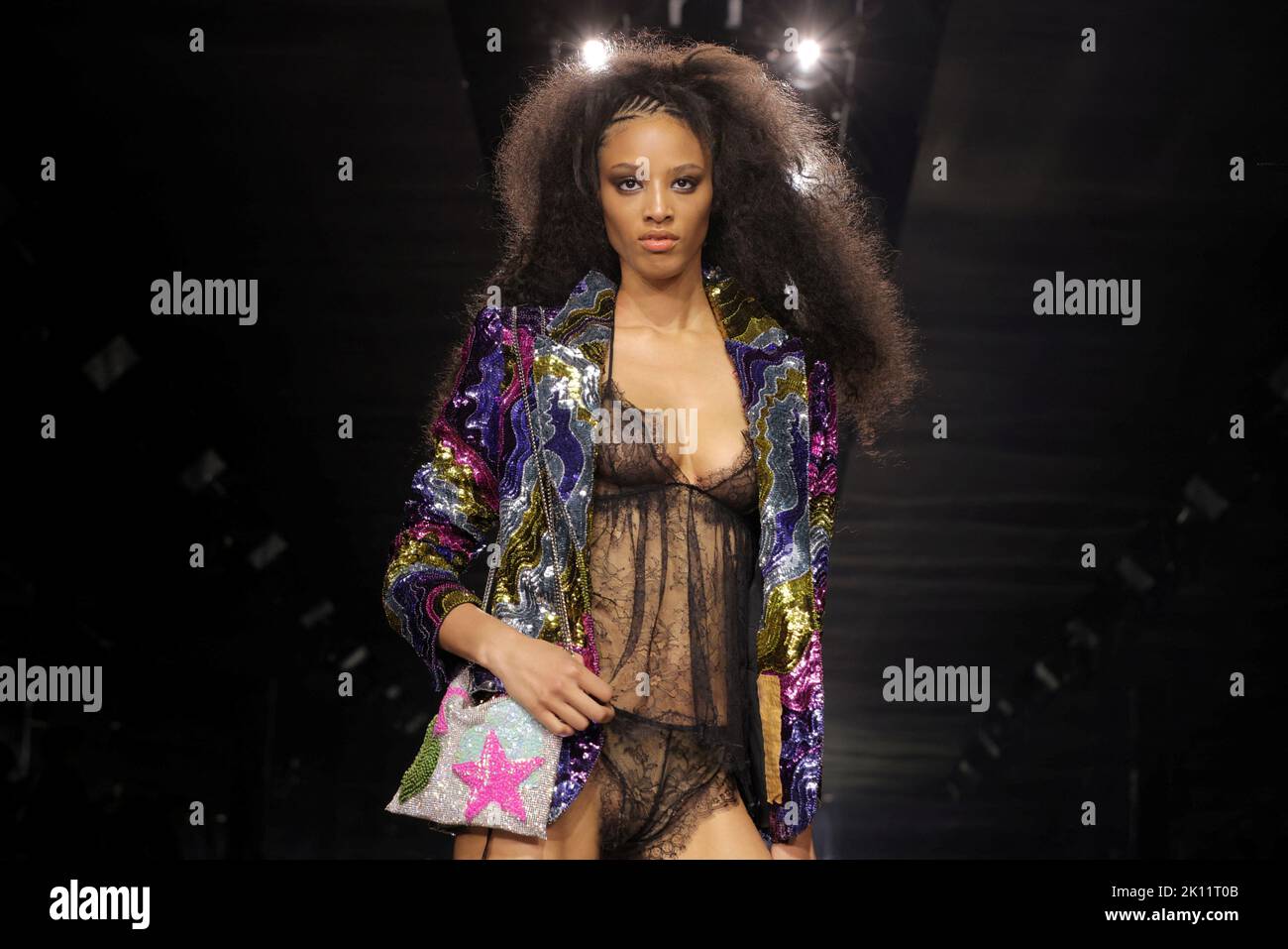 A model presents a creation from the Tom Ford Spring/Summer 2023 collection during New York Fashion Week in Manhattan, New York City, U.S., September 14, 2022.  REUTERS/Andrew Kelly Stock Photo