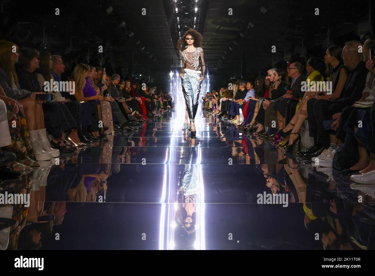A model presents a creation from the Tom Ford Spring/Summer 2023 collection during New York Fashion Week in Manhattan, New York City, U.S., September 14, 2022.  REUTERS/Andrew Kelly Stock Photo