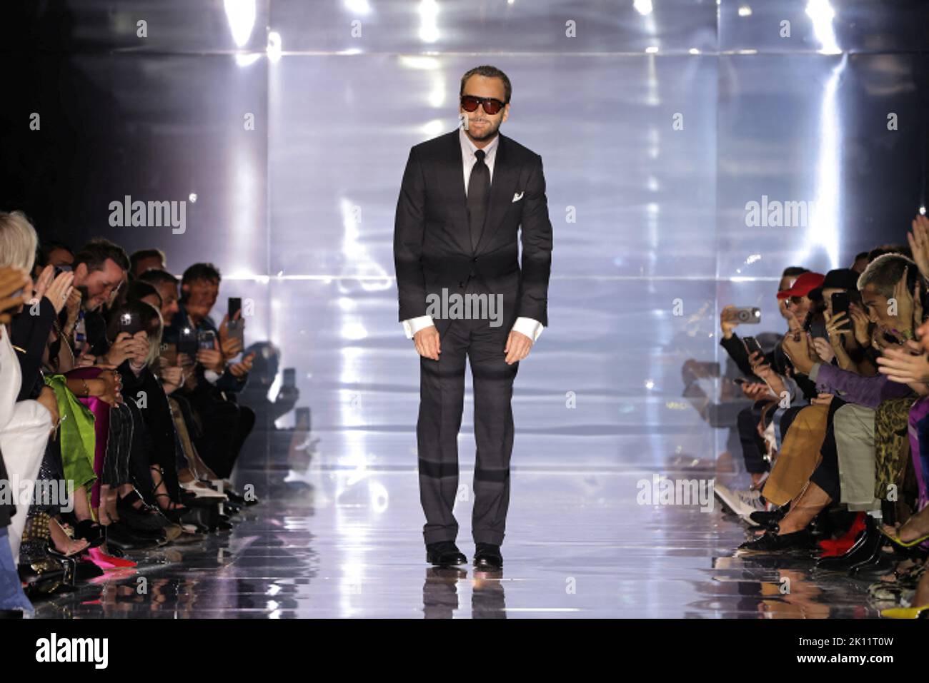 Designer Tom Ford acknowledges attendees after presenting his Spring/Summer 2023 collection during New York Fashion Week in Manhattan, New York City, U.S., September 14, 2022.  REUTERS/Andrew Kelly Stock Photo