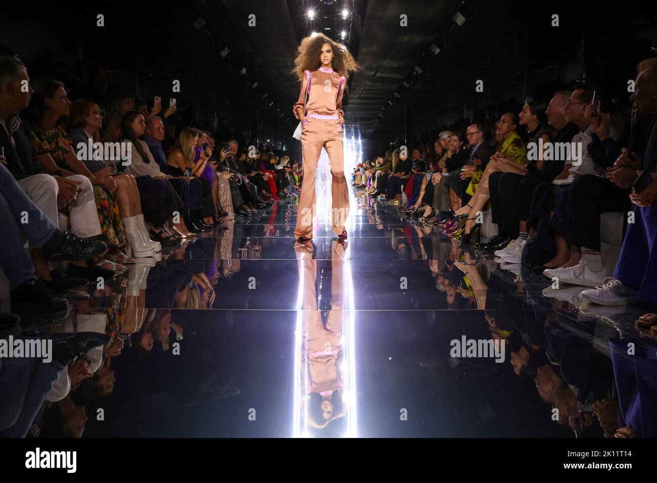 A model presents a creation from the Tom Ford Spring/Summer 2023 collection during New York Fashion Week in Manhattan, New York City, U.S., September 14, 2022.  REUTERS/Andrew Kelly     TPX IMAGES OF THE DAY Stock Photo