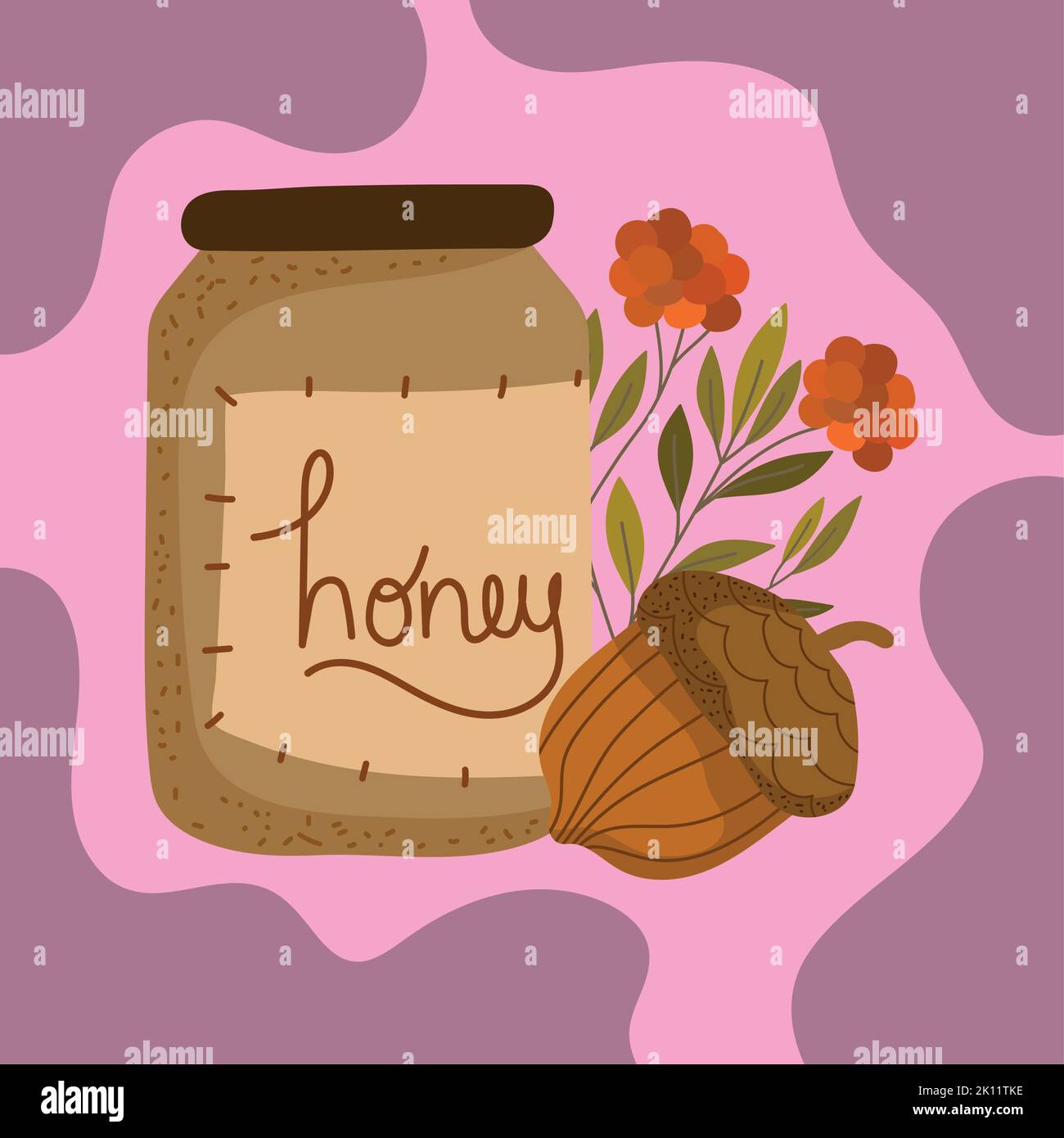 autumn honey and acorn Stock Vector