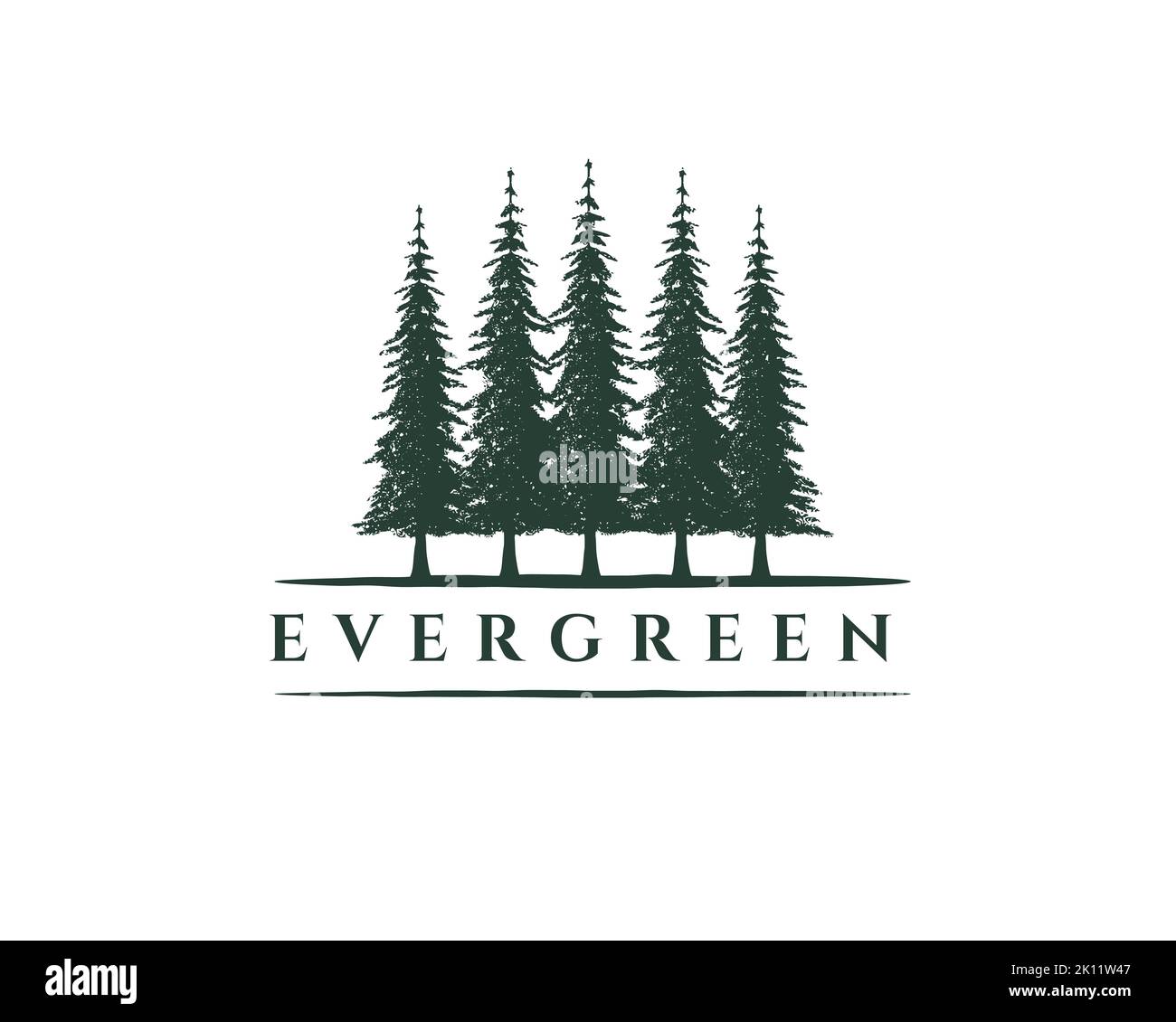 Rustic Retro Vintage Hemlock, Evergreen, Pines, Spruce, Cedar trees logo design Stock Vector