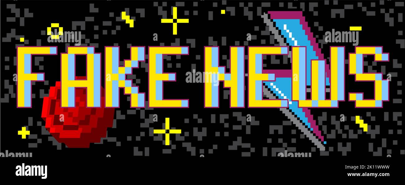 Fake News. Pixelated word with geometric graphic background. Vector ...
