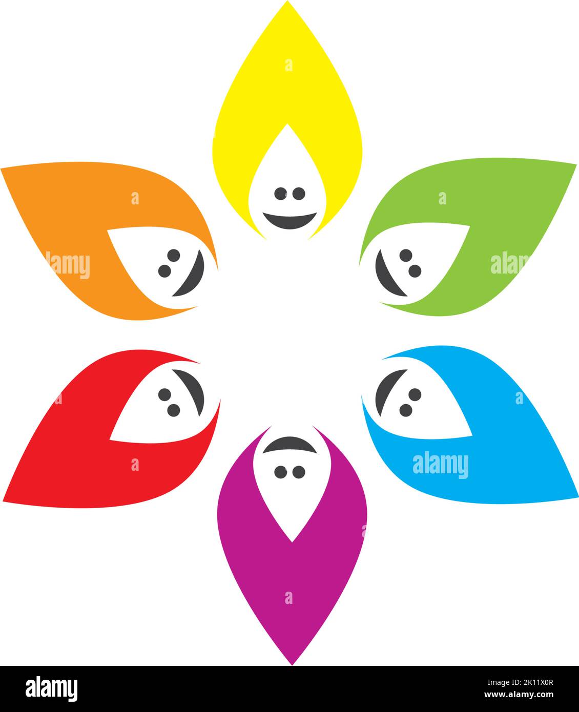 hexagon star with colorful face as petals Stock Vector Image & Art - Alamy