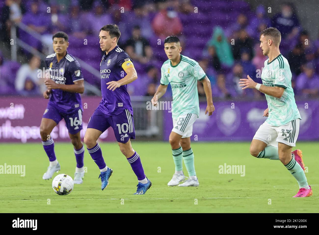 Orlando, Florida, USA. September 14, 2022: Orlando City midfielder MAURICIO PEREYRA (10) drives the ball during the MLS Orlando City vs Atlanta United soccer match at Exploria Stadium in Orlando, Fl on September 14, 2022. (Credit Image: © Cory Knowlton/ZUMA Press Wire) Credit: ZUMA Press, Inc./Alamy Live News Stock Photo