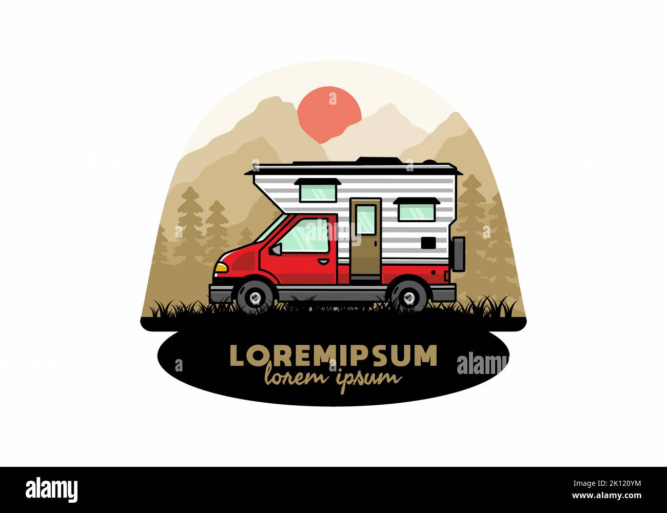 Van box adventure camper illustration badge design Stock Vector Image ...