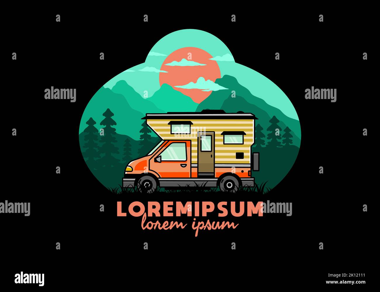 Van box adventure camper illustration badge design Stock Vector Image ...