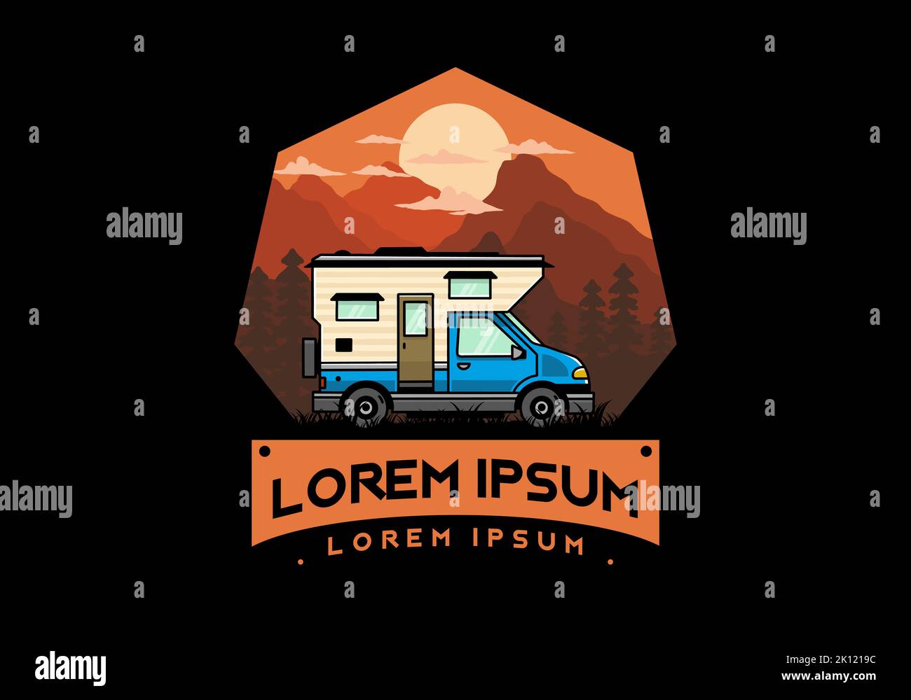 Van box adventure camper illustration badge design Stock Vector Image ...