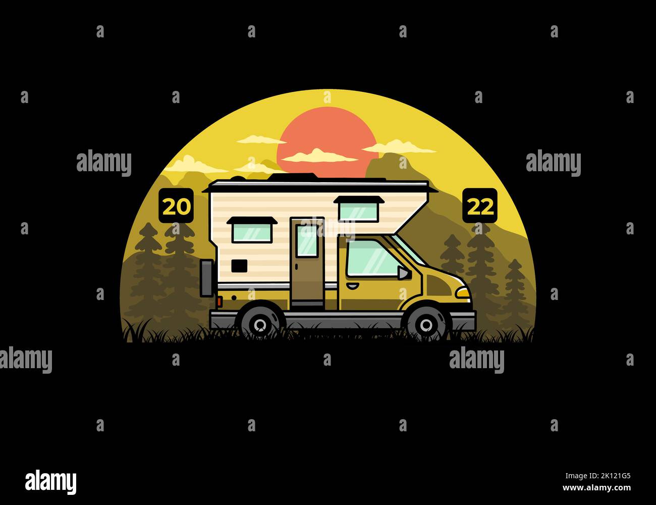 Van box adventure camper illustration badge design Stock Vector Image ...