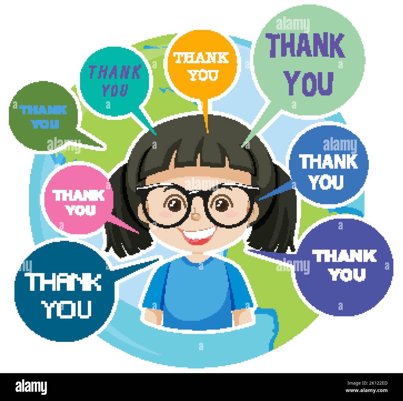 A girl with thank you speech bubble illustration Stock Vector Image ...