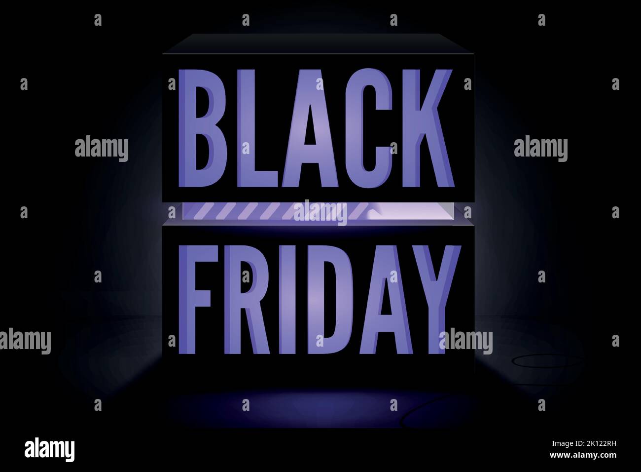 Black friday, year biggest sale vector poster template. Violet neon