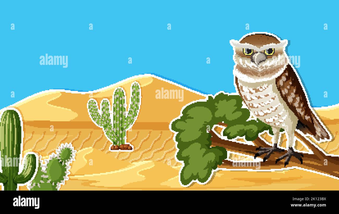 An owl in desert background illustration Stock Vector Image & Art - Alamy