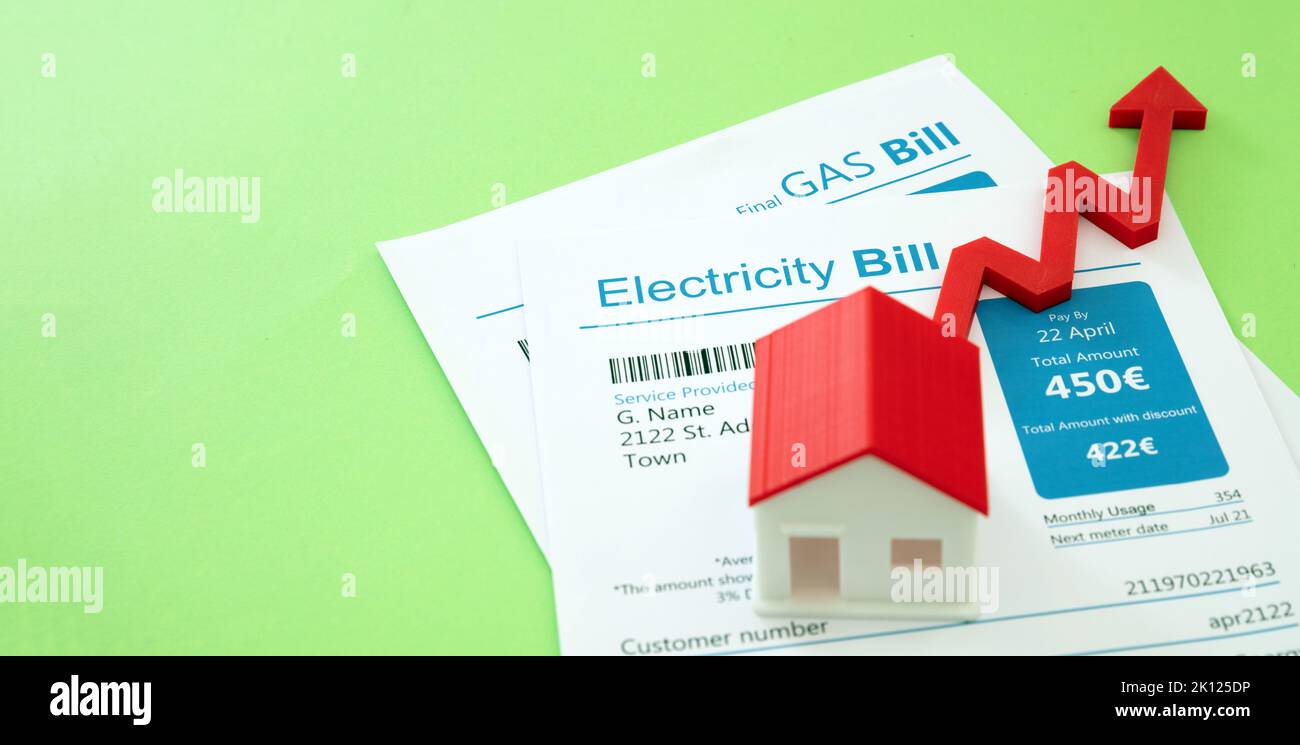 Home electricity heating and water cost increase. Domestic utilities