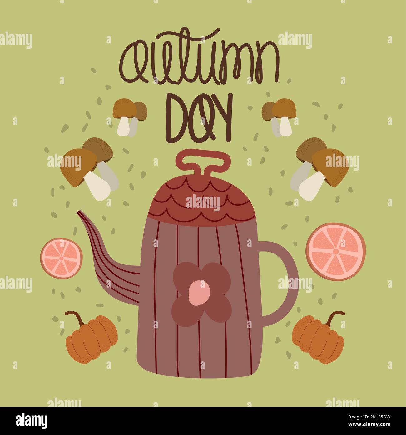 autumn day, teapot Stock Vector