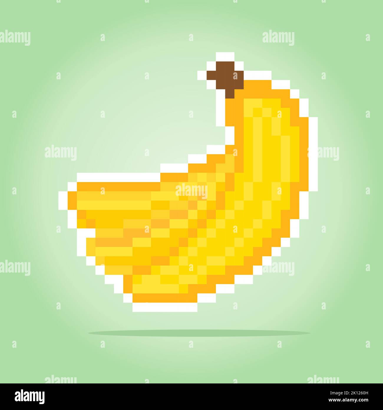 Set of pixel art fruits icon. 32x32 pixels. Vector illustration on