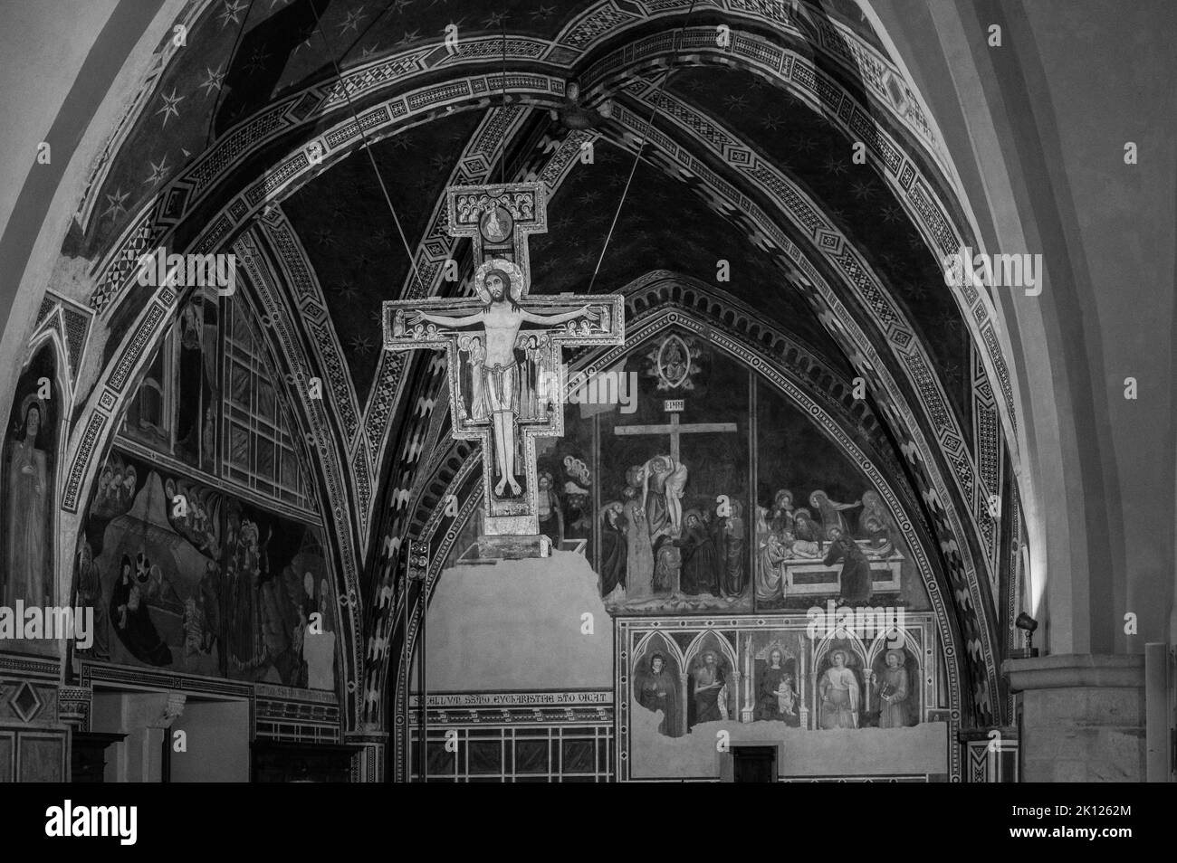Assisi, a journey through history and religion. Black and white Stock 