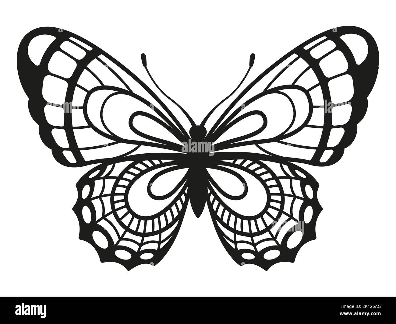 Black silhouette elegant butterfly isolated on white background Stock ...