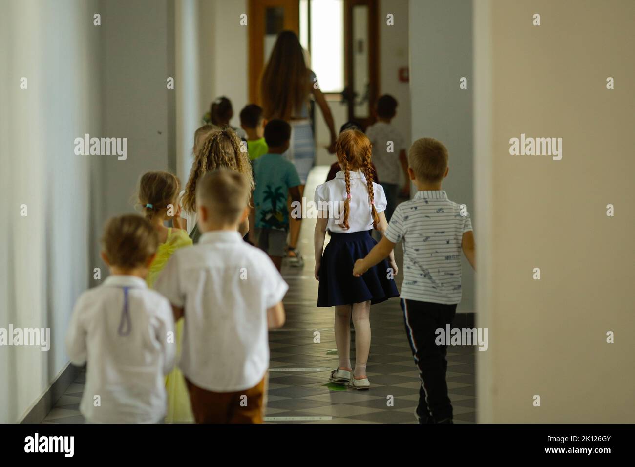 Ukrainian children start a new year of school. Stock Photo