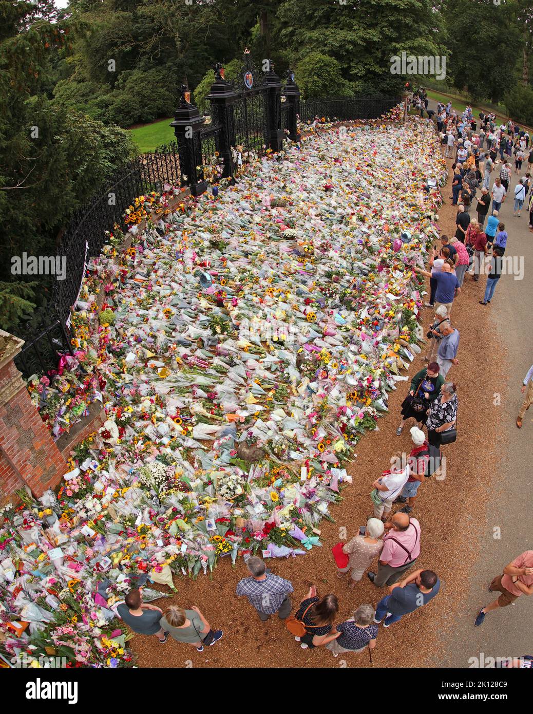 Sandringham, UK. 12th Sep, 2022. Floral tributes today, September 12th