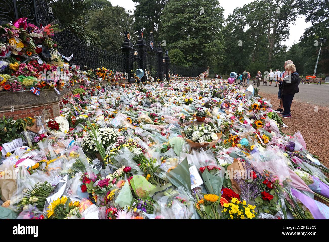 Sandringham, UK. 12th Sep, 2022. Floral tributes today, September 12th