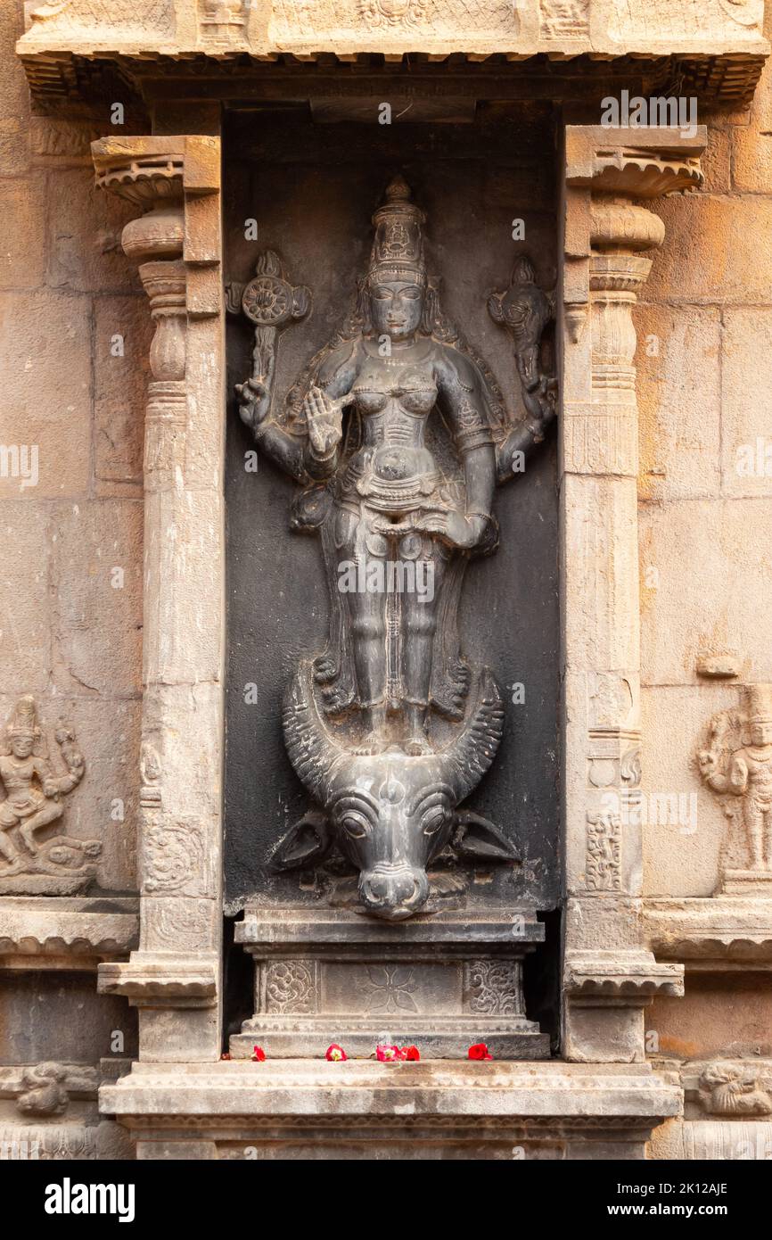 Statue of Goddess Mahisasurmardini on the Brihadeshwara Temple, Big