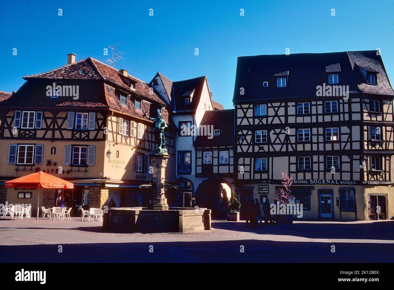 Place de l'Ancienne douane, square, timbered houses, Colmar, city, Haut-Rhin department, Alsace, France Stock Photo