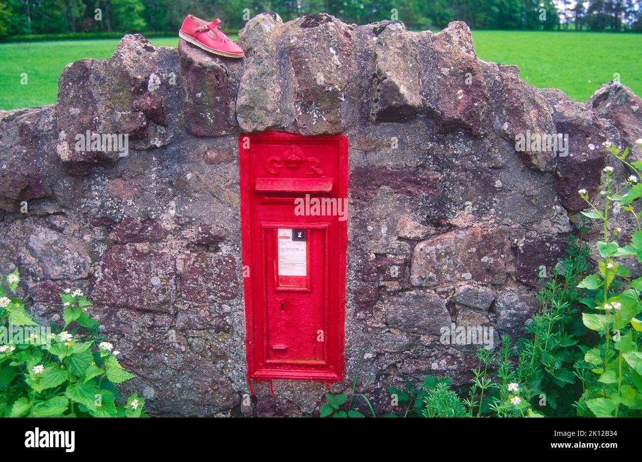 Mailbox, in stonewall, Dalkeith, Midlothian, Scotland, UK Stock Photo