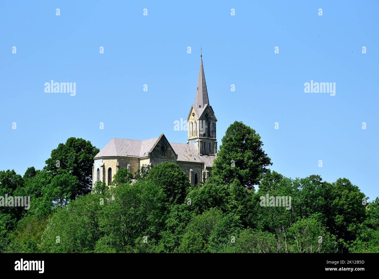 Choux, village, village church, Jura, Jura department, Bourgogne-Franche-Comté region, France Stock Photo