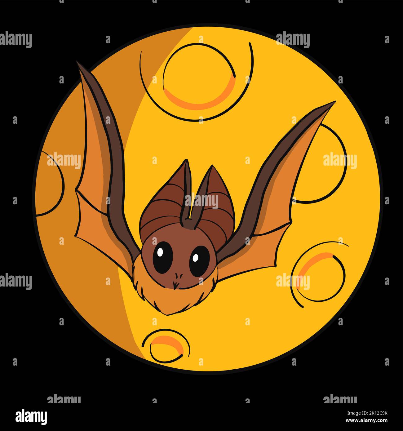 bat on the background of the moon illustration Stock Vector