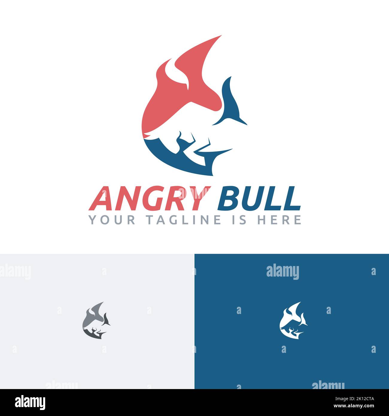 Angry Bull Running Taurus Buffalo Fire Flame Negative Space Logo Stock Vector