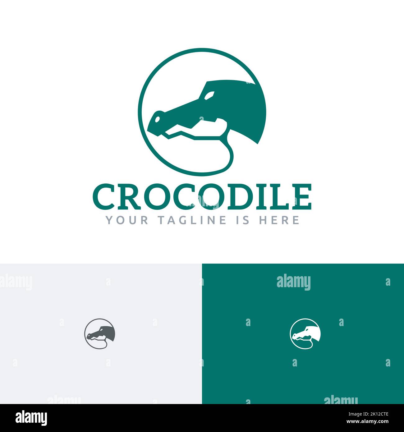 Crocodile Alligator Wild Reptile Animal Nature Wildlife Logo Stock Vector