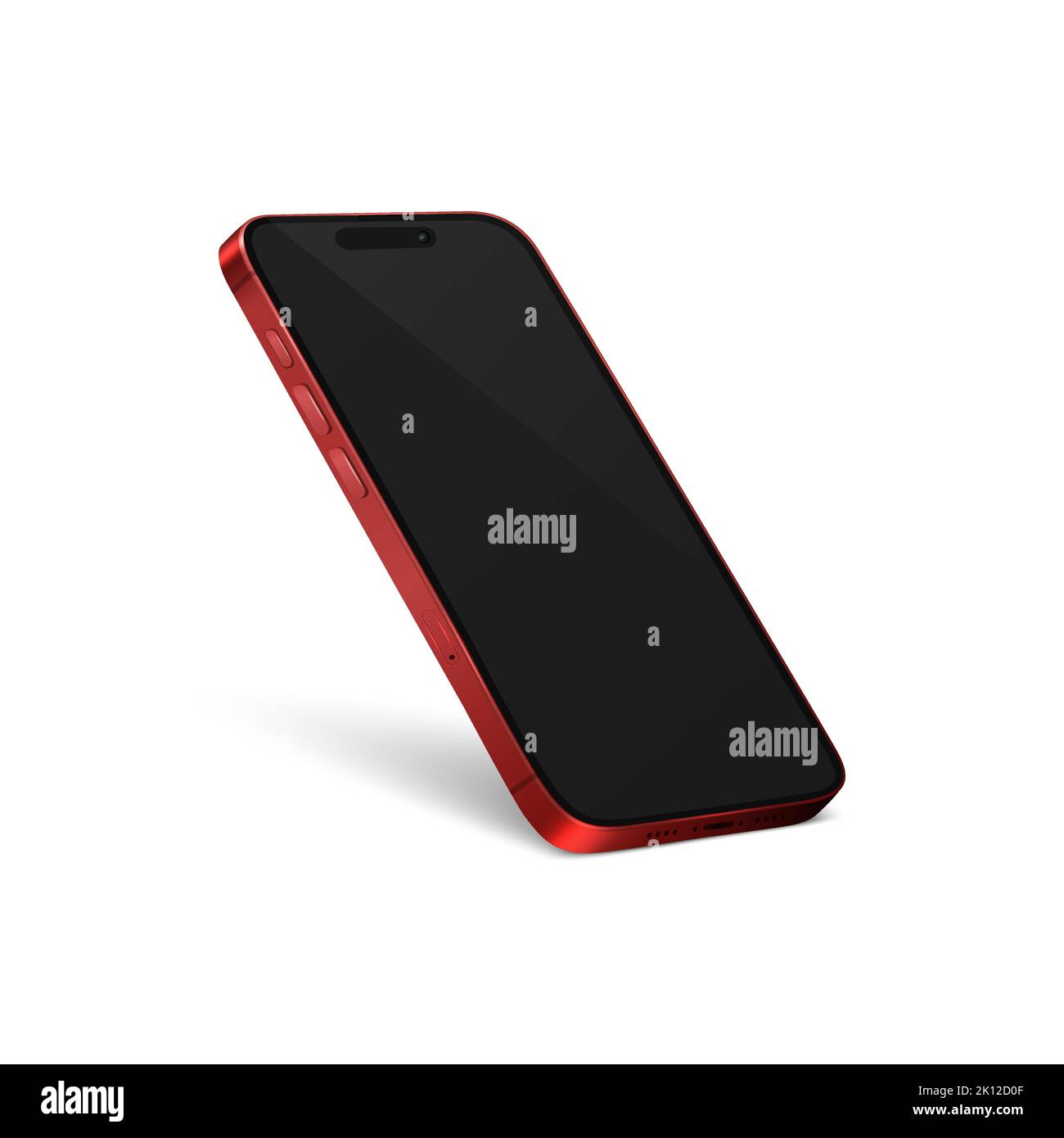 Vector 3d Realistic Red Modern Smartphone Design Template with Black