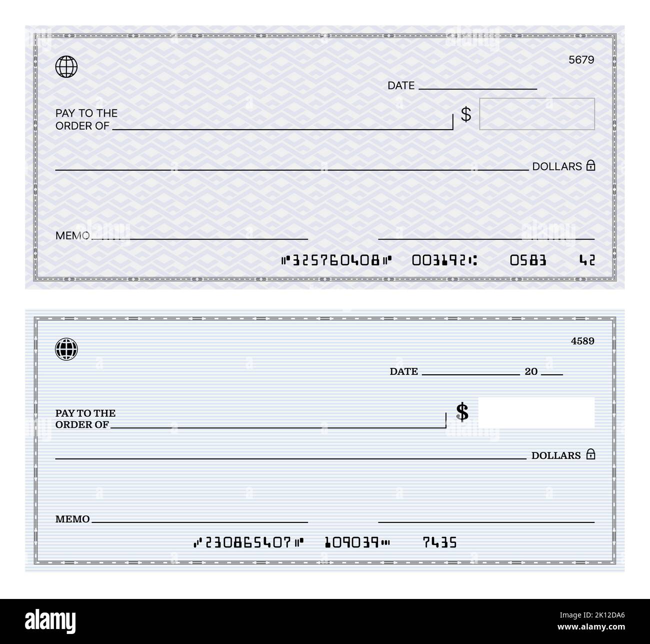 Blank bank check, checkbook cheque template or payment voucher, vector ...