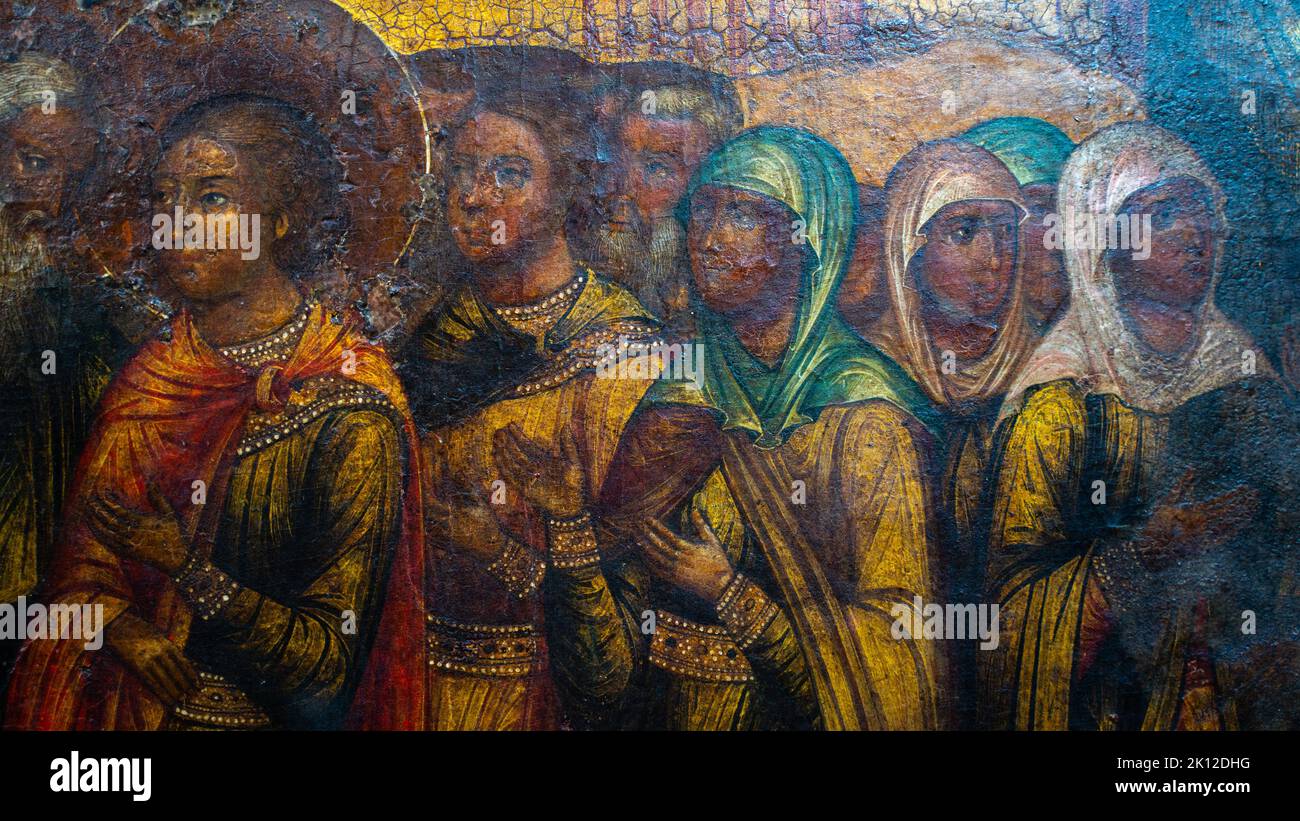 Fragments of wall painting in an Orthodox church. High quality photo Stock Photo