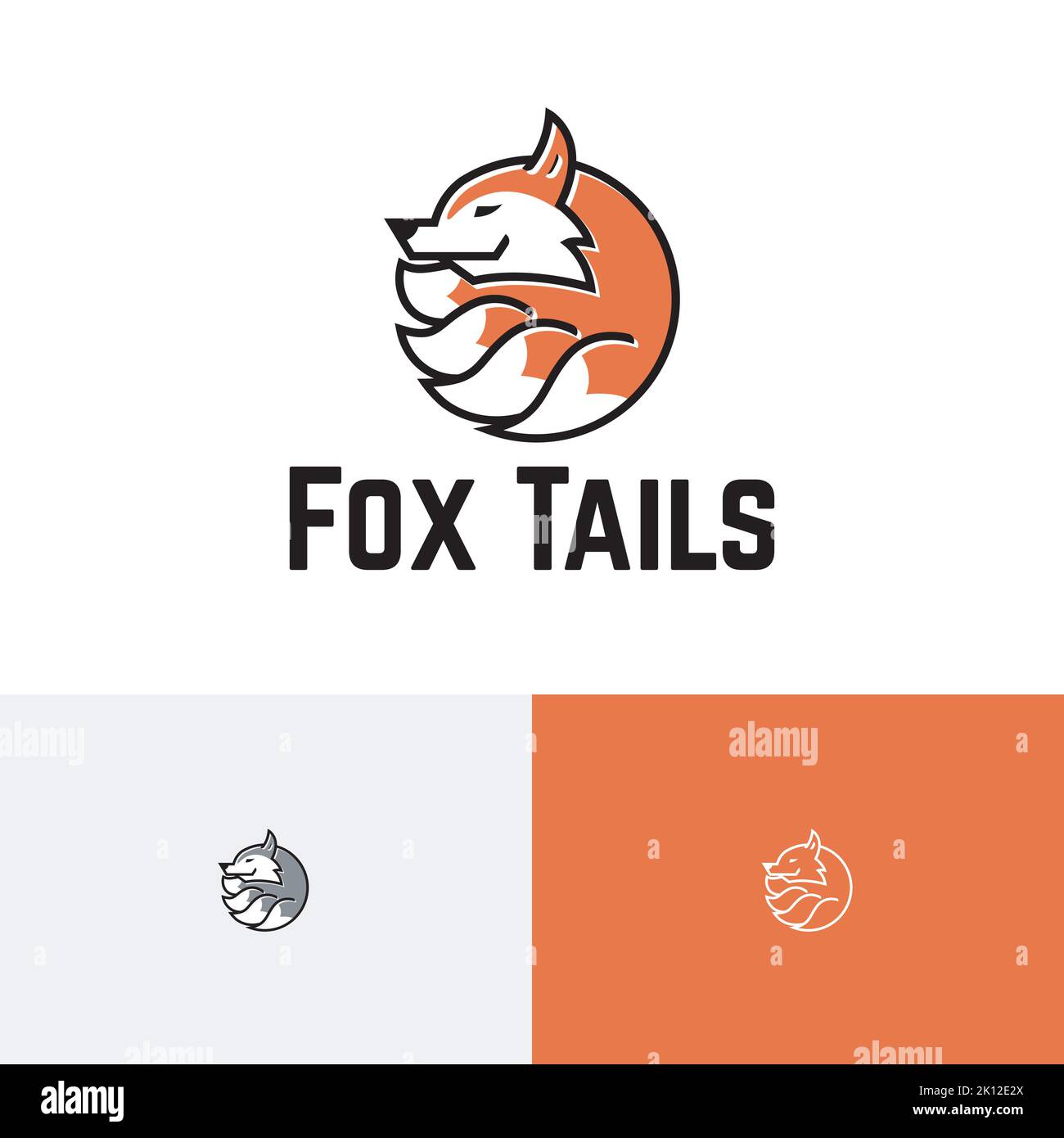 Fox Tails Cute Legendary Animal Wildlife Logo Stock Vector