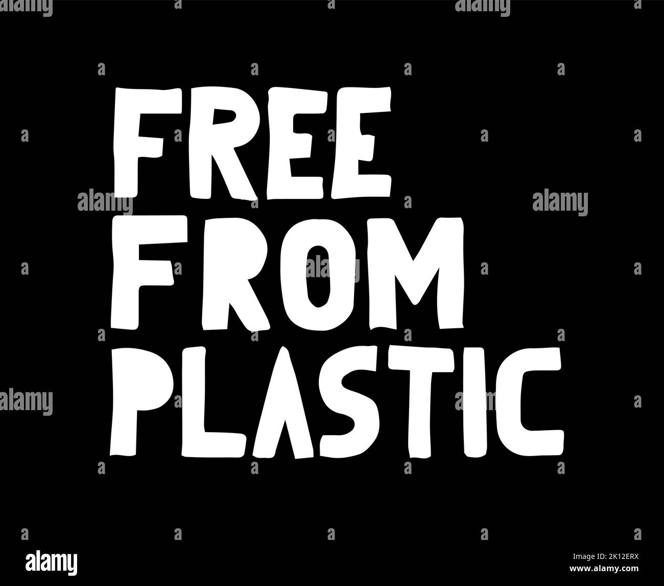 Free from plastic lettering for package paper design. Zero waste concept. Plastic pollution sticker label. Stock Vector