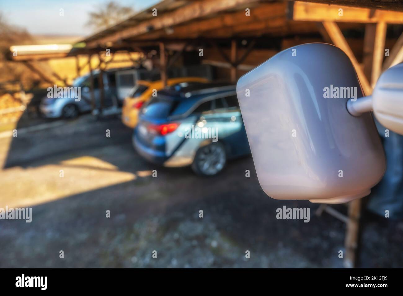 Surveillance camera for monitoring parked cars Stock Photo