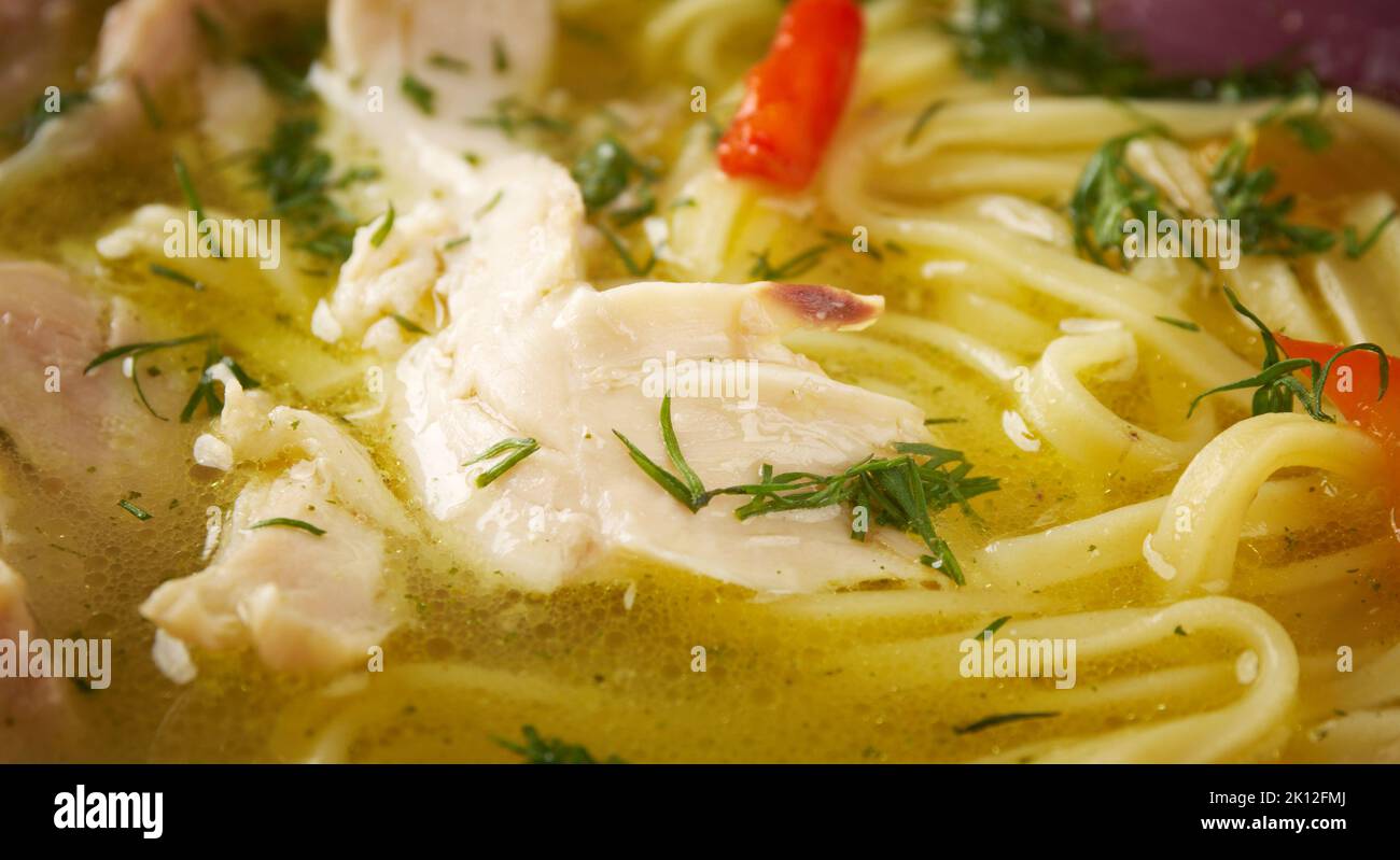 Zeama,  traditional Moldovan Chicken soup Stock Photo