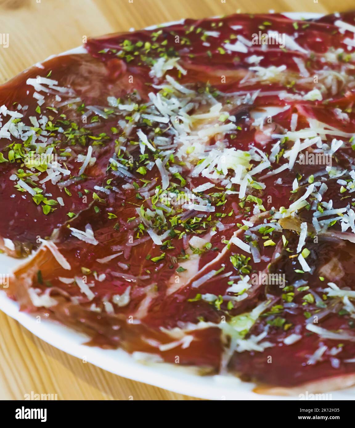 Typical dried spanish meat, beef meat. Spanish Beef Ham cured. Cecina