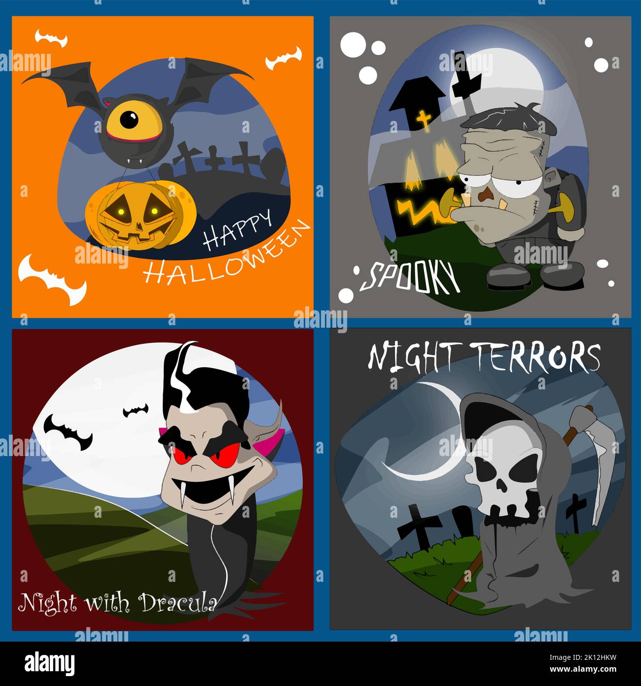 Helloween vector greeting cards for halloween greetings Stock Vector