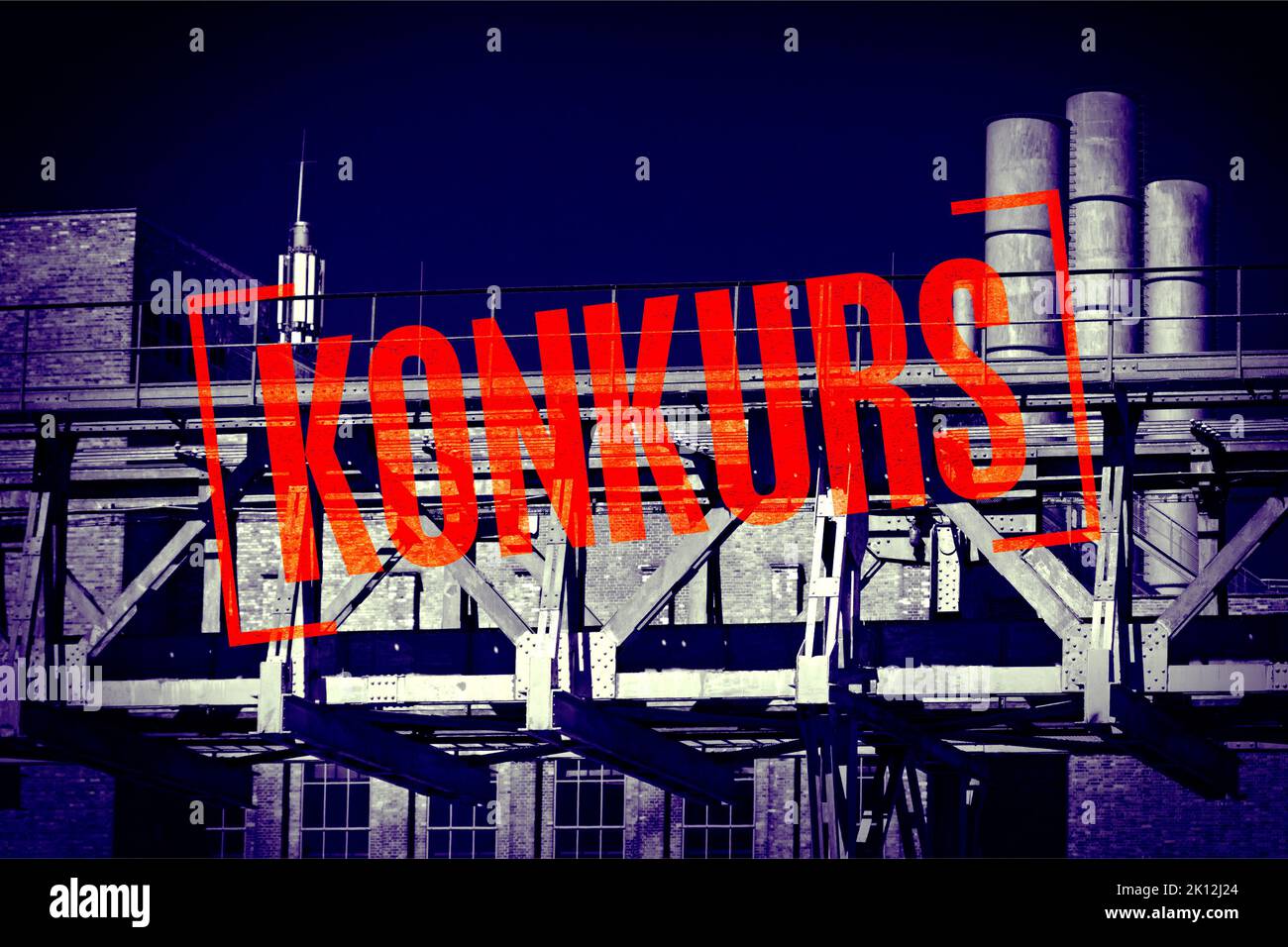 Economic crisis - The company is threatened with bankruptcy (German word 'Konkurs') Stock Photo
