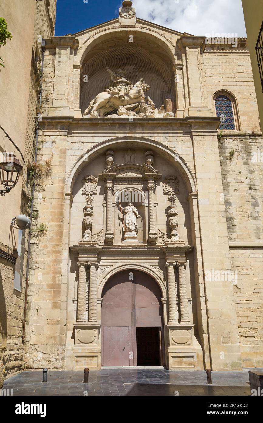 Portal of Santiago el Real Church in Logrono, Spain. Stock Photo