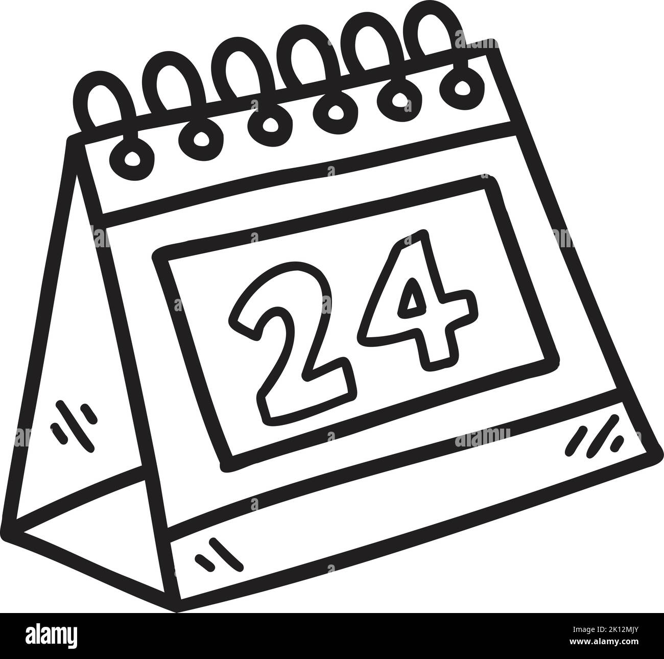 Hand Drawn 24 day calendar illustration isolated on background Stock